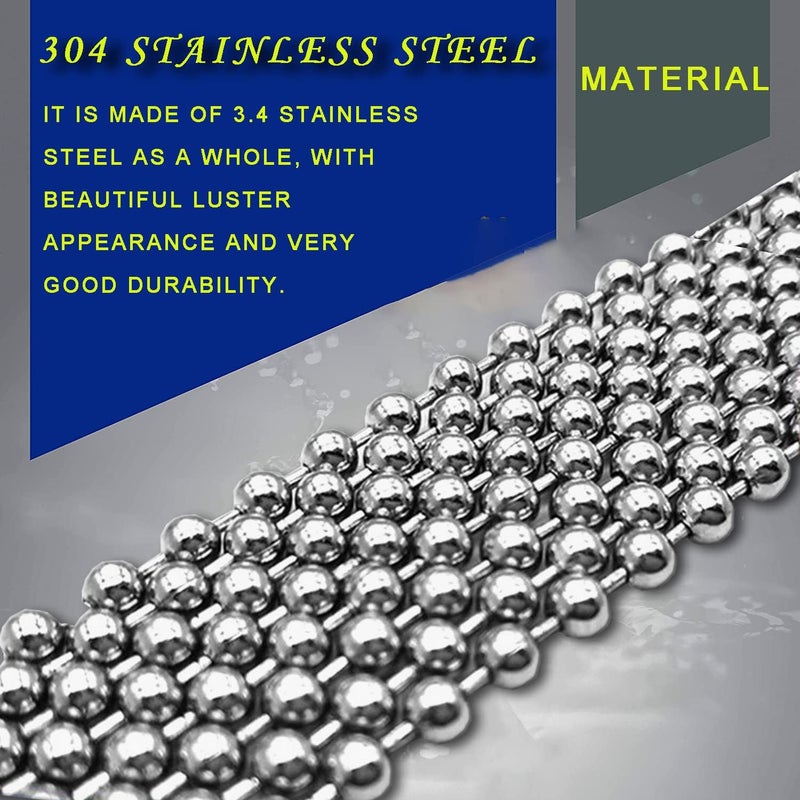 YZDTECH Ball Bead Chain, 55ft Stainless Steel Chain Ball Chain Necklace Bulk with 100 Pieces Matching Connectors Clasps for Jewelry Making, Necklace Hanging, Dog Tag, DIY Crafts - Image 3
